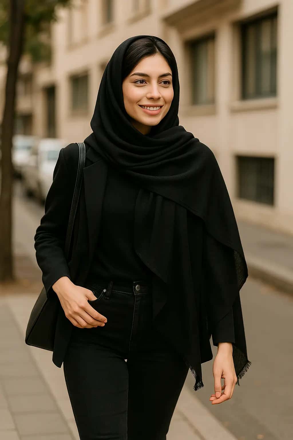 شال وال اسلپ مشکی | ترکیب شیک‌پوشی، ظرافت و کیفیت - تصویر دوم