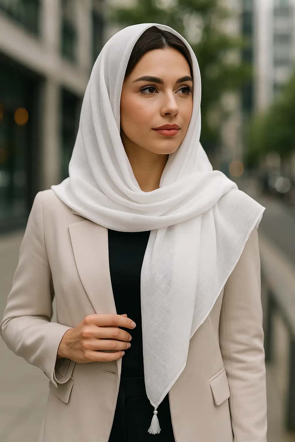 شال سفید ساده زنانه | شال سبک و شیک برای مهمانی و روزمره