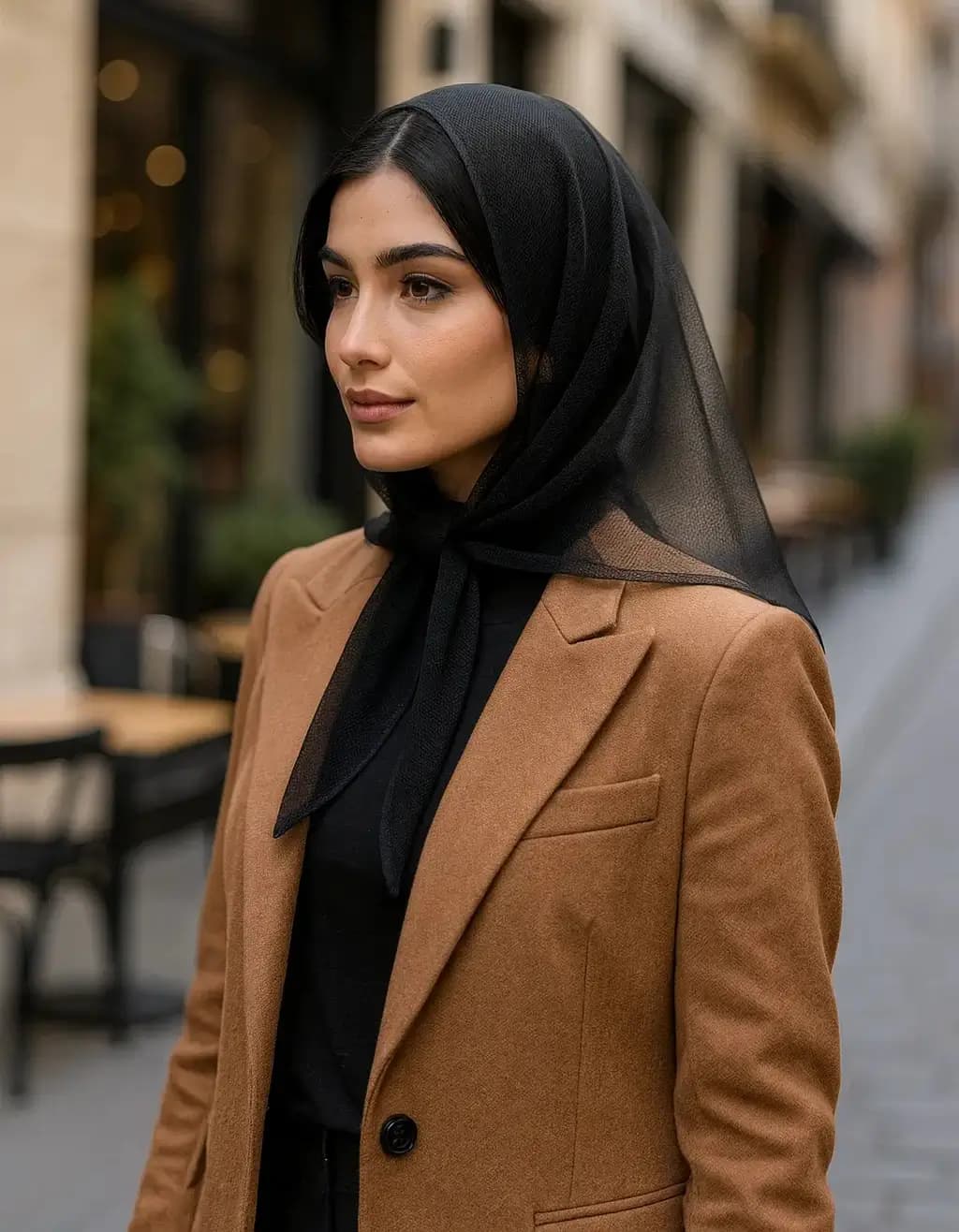 مینی اسکارف توری مشکی - اکسسوری شیک و چندکاره زنانه