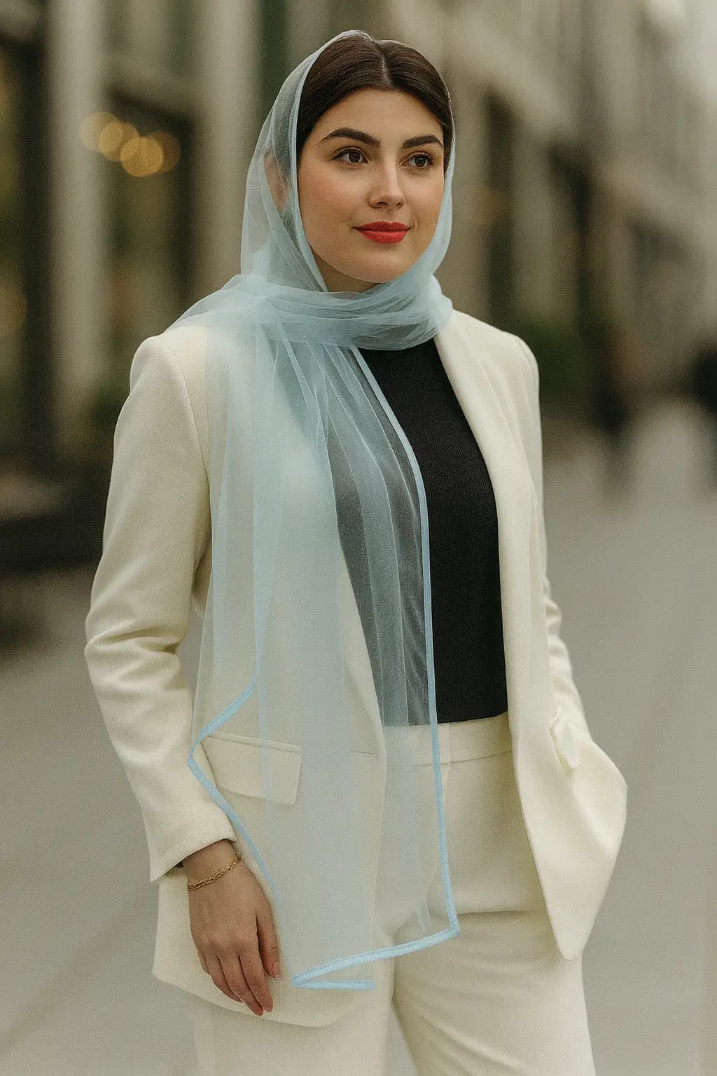 شال حریر شیشهای دوردوزی شده - ظرافت و زیبایی برای استایل بانوی ایرانی - تصویر دوم